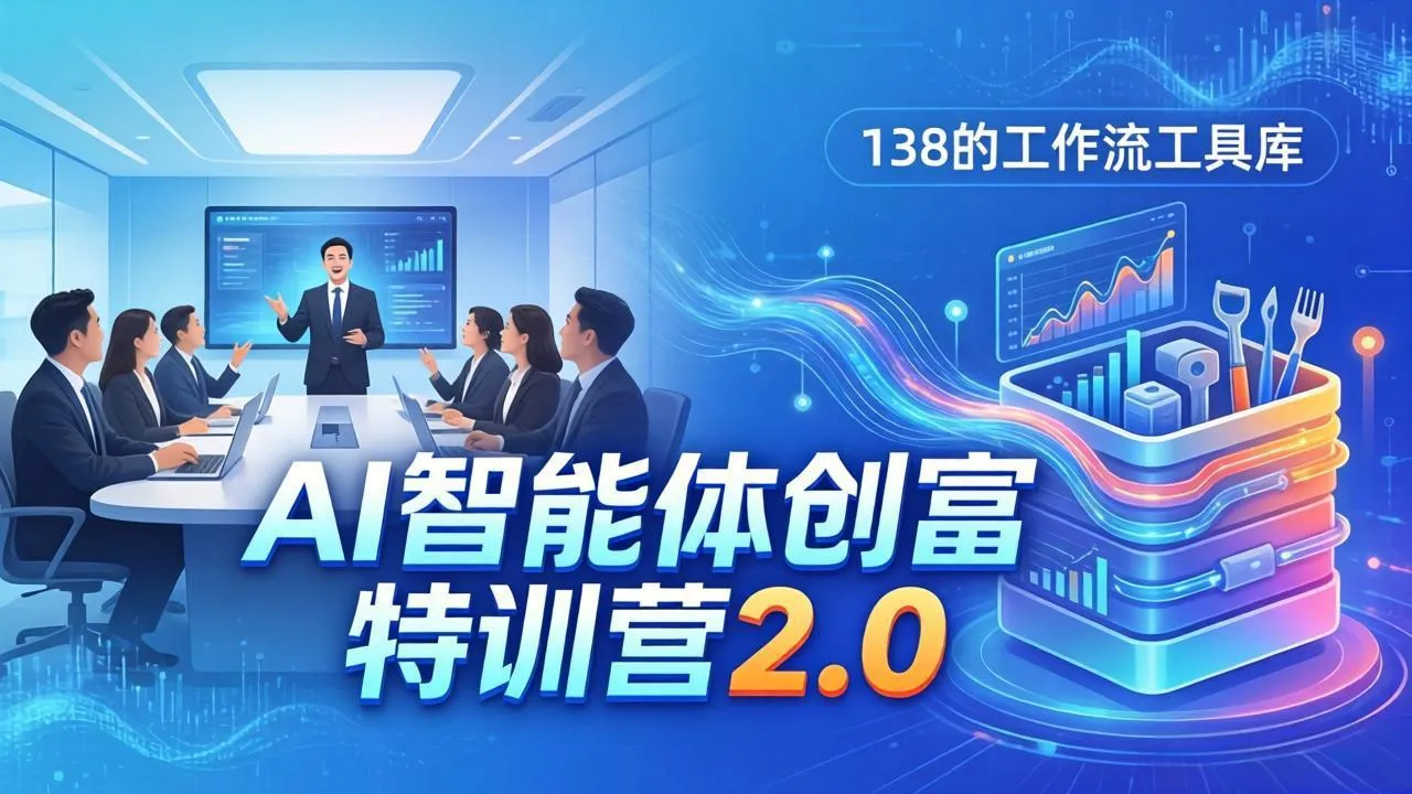 AI智能体创富训练营2.0：3天闭门直播+视频课+工具库，从0到1搭建智能体附138个工作流_摸鱼资源网