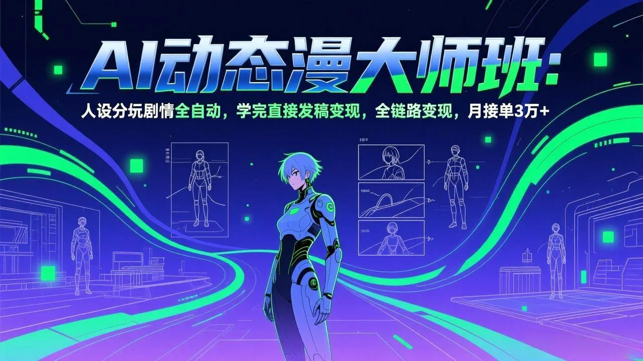 （17402期）AI动态漫剧大师班：人设分镜剧情全自动，学完直接发稿变现，全链路变现，月接单3万+_摸鱼资源网