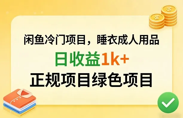 闲鱼冷门项目，情趣内衣成人用品，日收益1k+，正规项目绿色项目_摸鱼资源网