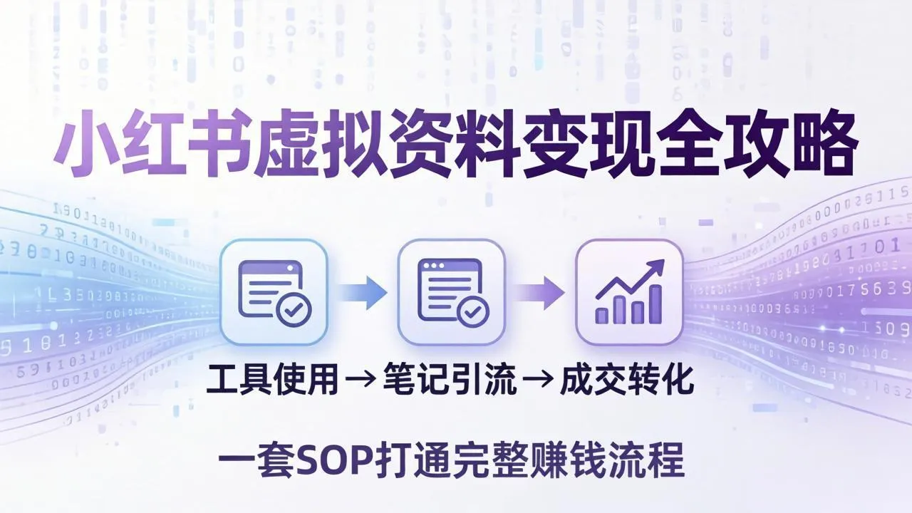 小红书虚拟资料变现全攻略：从工具使用到笔记引流成交，一套 SOP 打通完整赚钱流程_摸鱼资源网