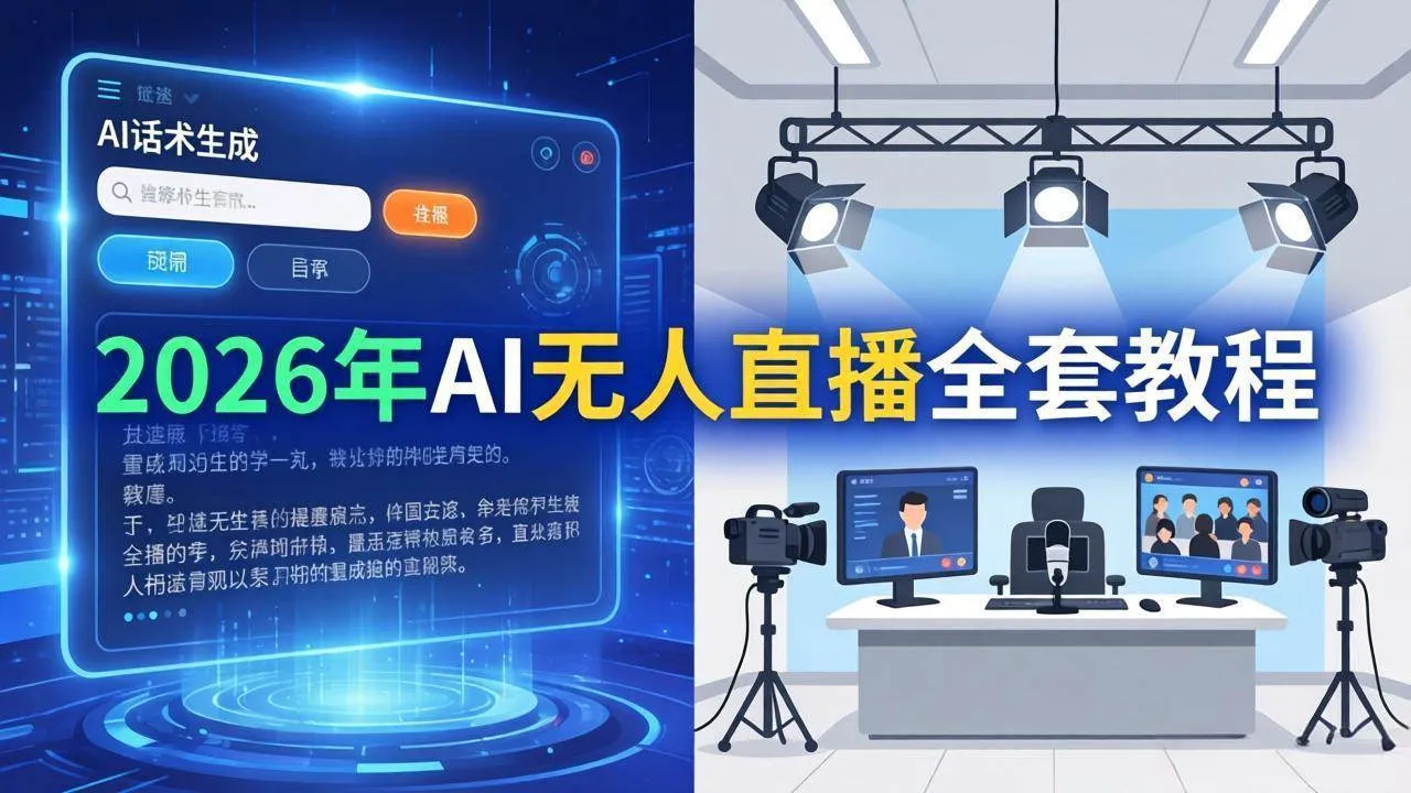 （17953期）2026年AI无人直播全套教程：OBS安装+软件配置+直播间搭建+话术生成+一键开播实操_摸鱼资源网