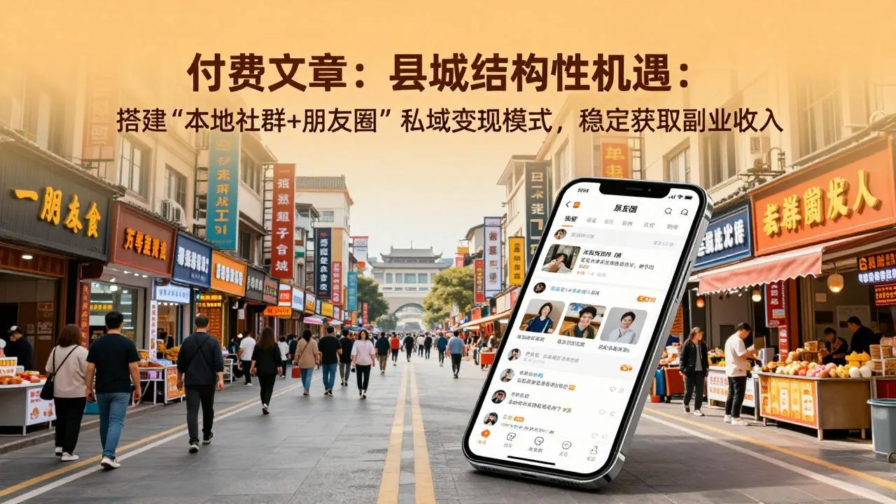 付费文章：县城结构性机遇：搭建“本地社群+朋友圈”私域变现模式，稳定获取副业收入_摸鱼资源网