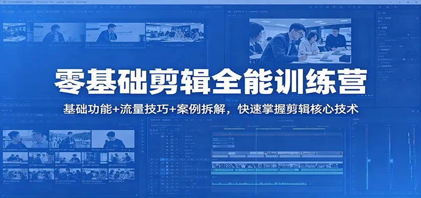 零基础剪辑全能训练营：基础功能+流量技巧+案例拆解，快速掌握剪辑核心技术_摸鱼资源网