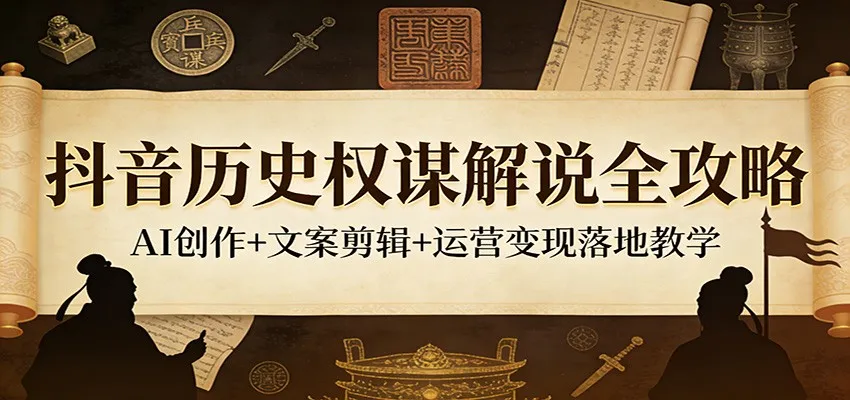 抖音历史权谋解说全攻略：AI创作+文案剪辑+运营变现落地教学_摸鱼资源网
