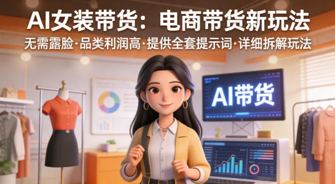 AI女装带货，电商带货新玩法，无需露脸，品类利润高，提供全套提示词，详细拆解玩法_摸鱼资源网