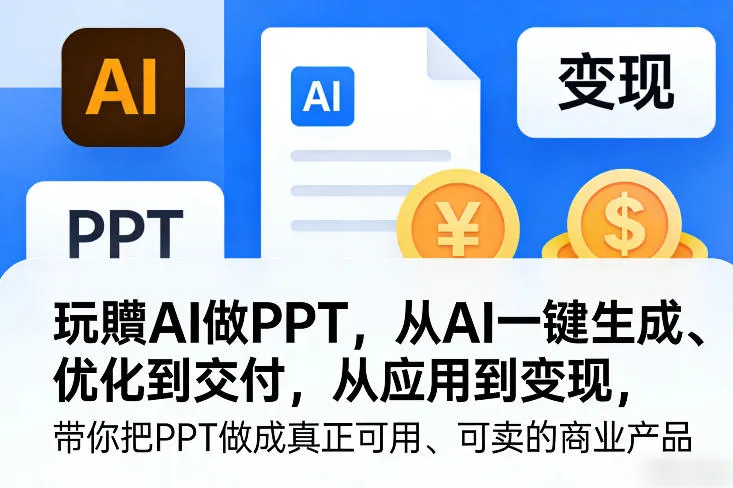 玩賺AI做PPT，从AI一键生成、优化到交付，从应用到变现，带你把PPT做成真正可用、可卖的商业产品（更新0421）_摸鱼资源网