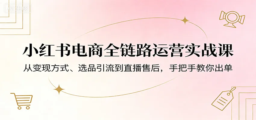 小红书电商全链路运营实战课：从变现方式、选品引流到直播售后，手把手教你出单_摸鱼资源网