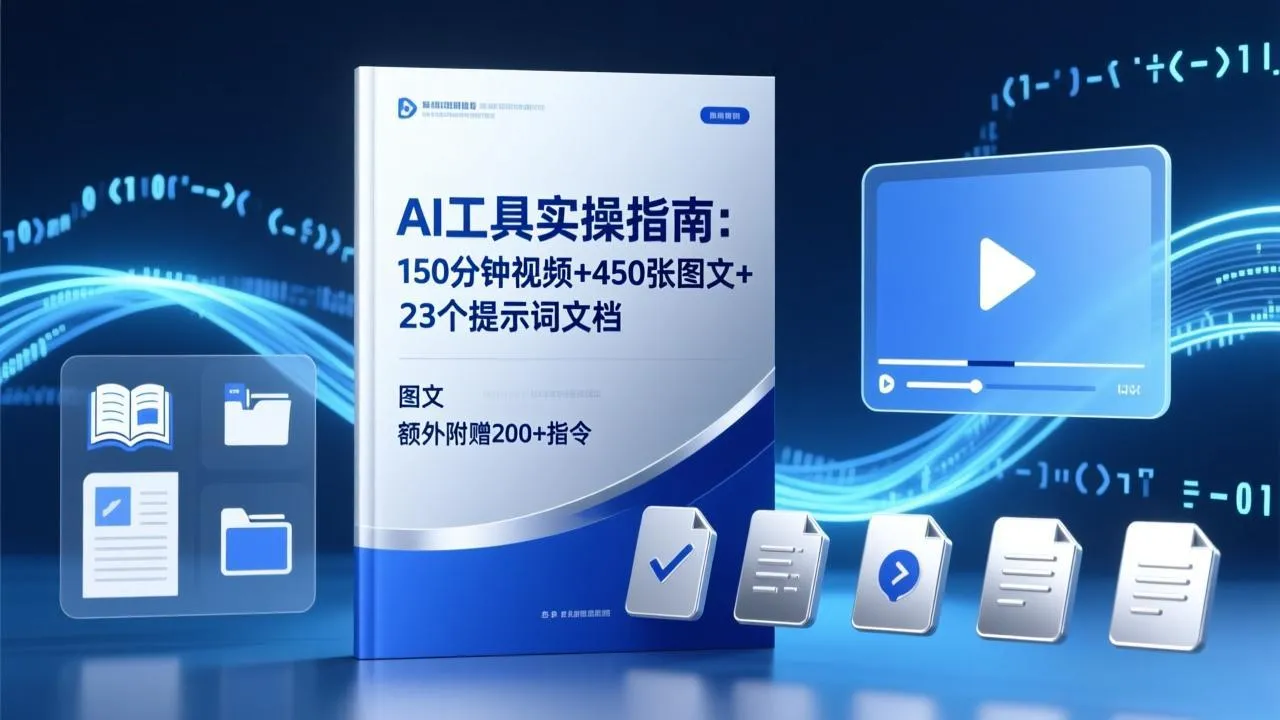 AI工具实操指南：150分钟视频+450张图文+23个提示词文档，额外附赠200+指令_摸鱼资源网