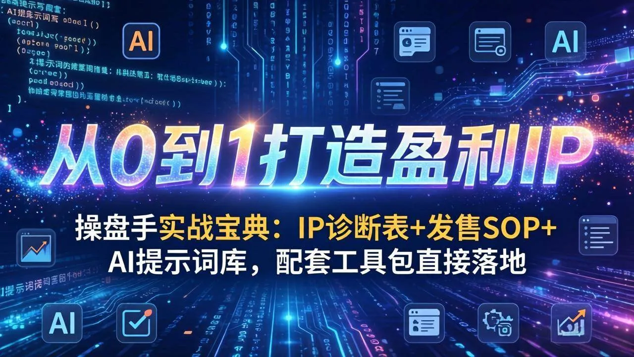 （17593期）操盘手实战宝典：IP诊断表+发售SOP+AI提示词库，配套工具包直接落地，从0到1打造盈利IP_摸鱼资源网