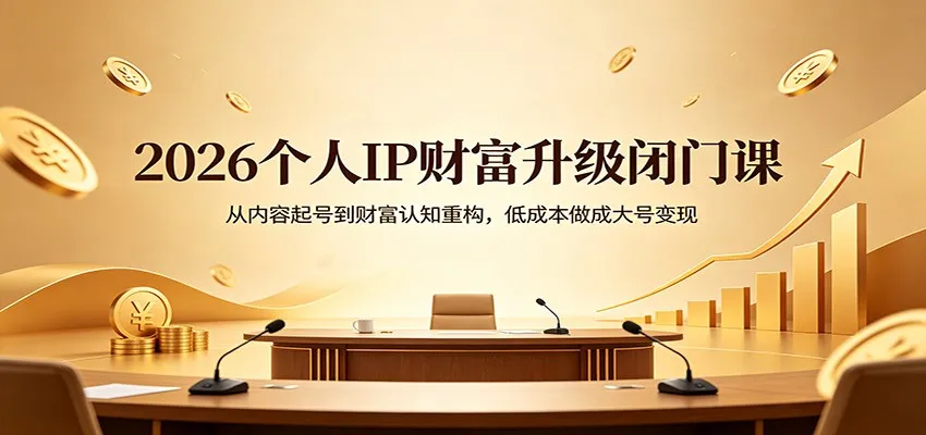2026个人IP财富升级闭门课：从内容起号到财富认知重构，低成本做成大号变现_摸鱼资源网