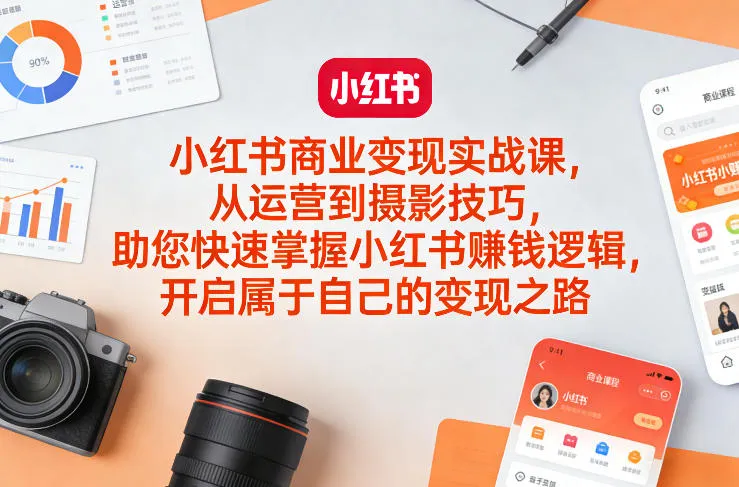 小红书商业变现实战课，从运营到摄影技巧，助您快速掌握小红书賺钱逻辑，开启属于自己的变现之路_摸鱼资源网