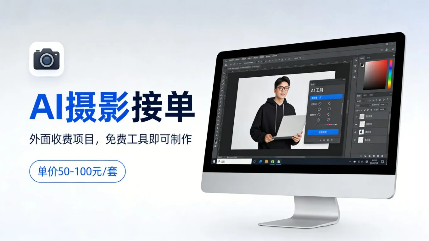 外面收费项目，AI摄影接单，免费工具就可以做，单价50-100一套_摸鱼资源网