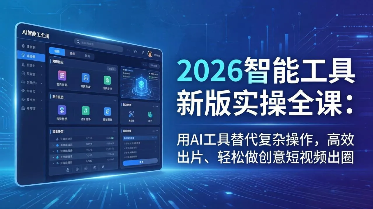 2026智能工具新版实操全课：用AI工具替代复杂操作，高效出片、轻松做创意短视频出圈_摸鱼资源网