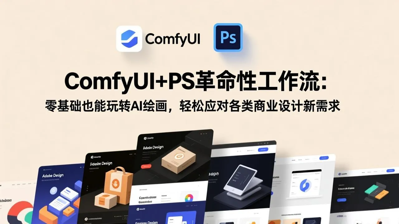 ComfyUI+PS革命性工作流：零基础也能玩转AI绘画，轻松应对各类商业设计新需求_摸鱼资源网