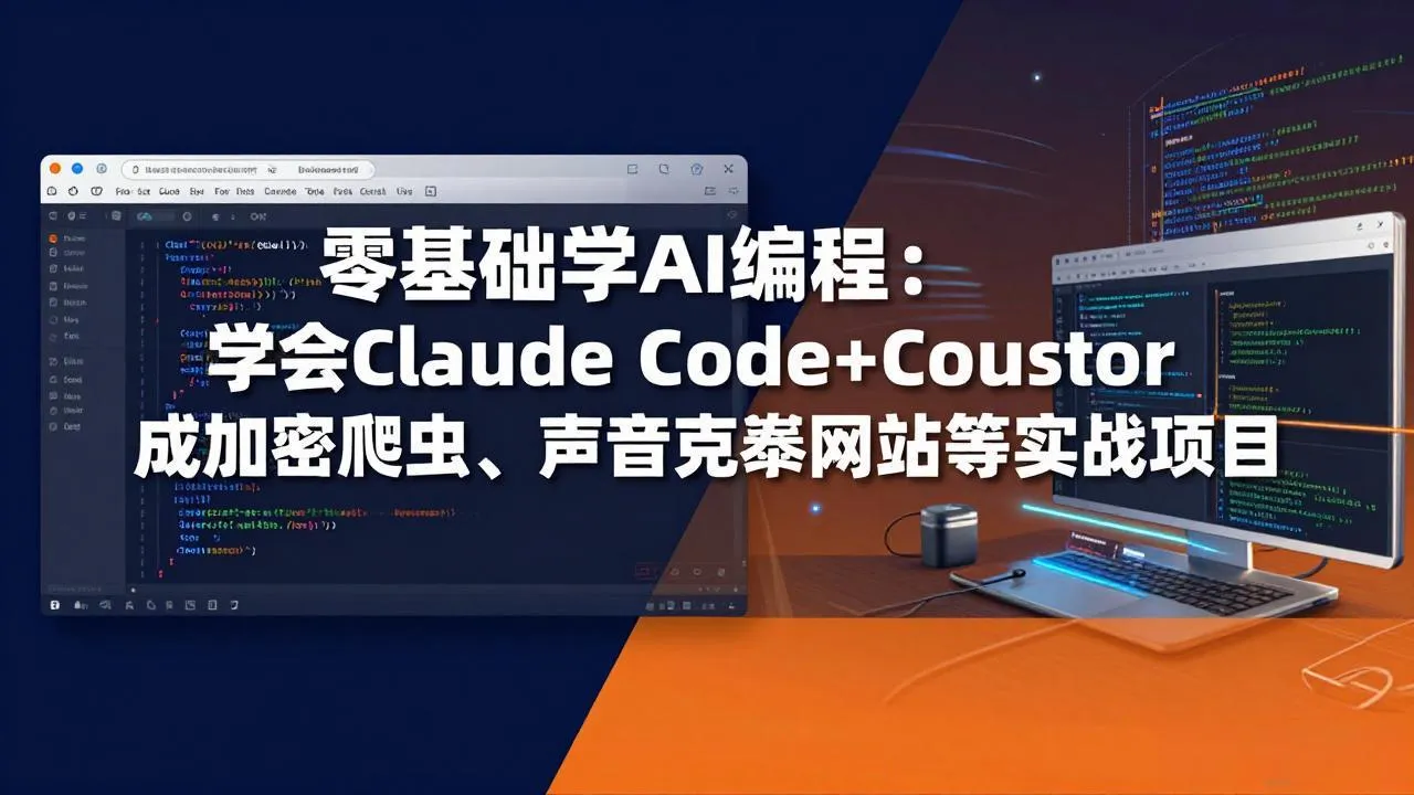 零基础学AI编程：学会Claude Code+Cursor完成加密爬虫、声音克隆网站等实战项目_摸鱼资源网