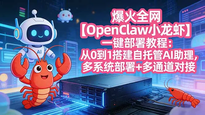 爆火全网【OpenClaw 小龙虾】一键部署教程：从0到1搭建自托管AI助理，多系统部署+多通道对接_摸鱼资源网