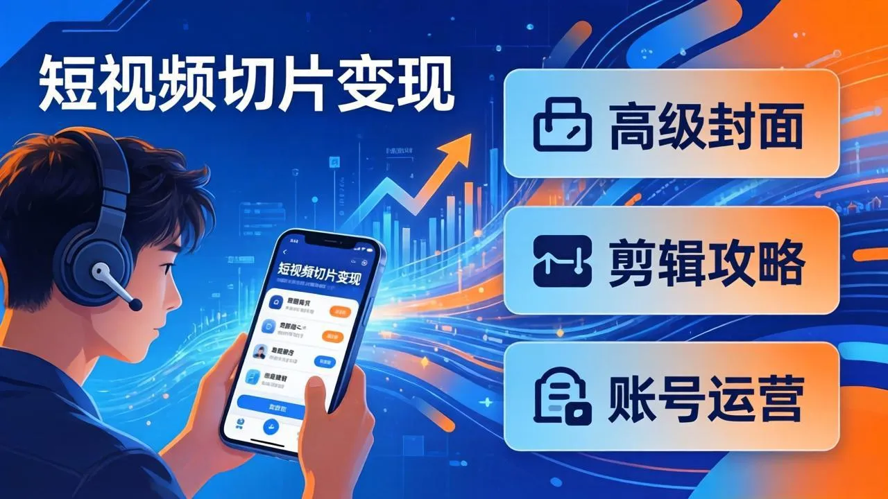 短视频切片变现速成班2.0：高级封面+剪辑攻略+账号运营，0基础小白快速入局副业_摸鱼资源网