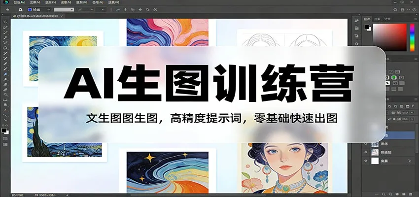 AI生图训练营：文生图图生图，高精度提示词，零基础快速出图_摸鱼资源网