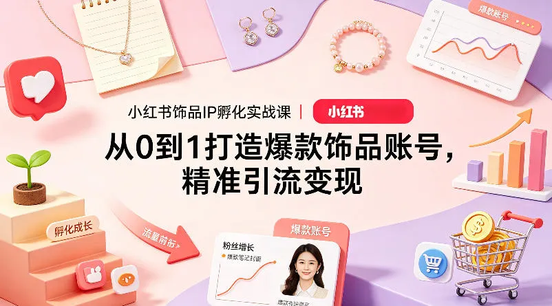 小红书饰品IP孵化实战课｜从0到1打造爆款饰品账号，精准引流变现_摸鱼资源网