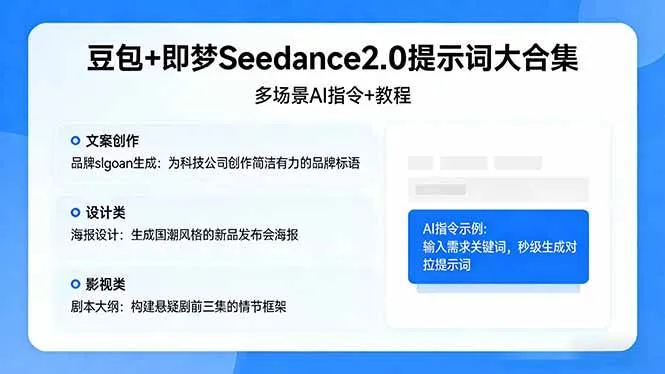 （17935期）豆包+即梦Seedance2.0提示词大合集：多场景AI指令+教程，解锁文案、设计、影视高效创作_摸鱼资源网