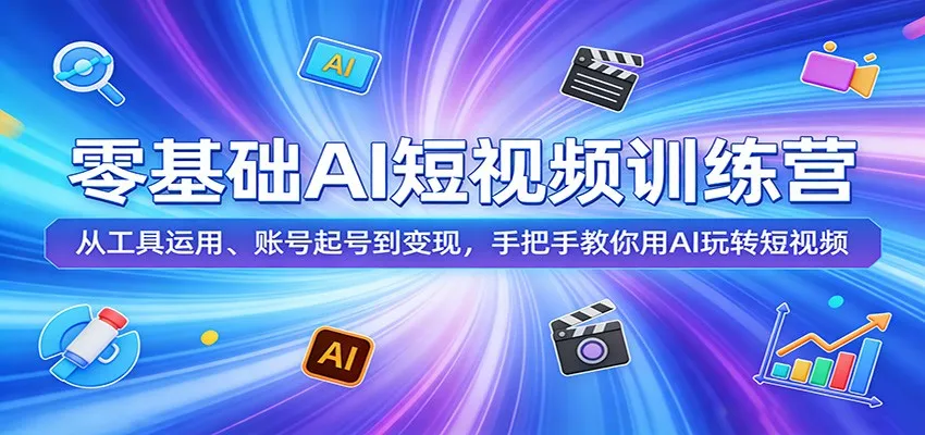零基础AI短视频训练营：从工具运用、账号起号到变现，手把手教你用AI玩转短视频_摸鱼资源网