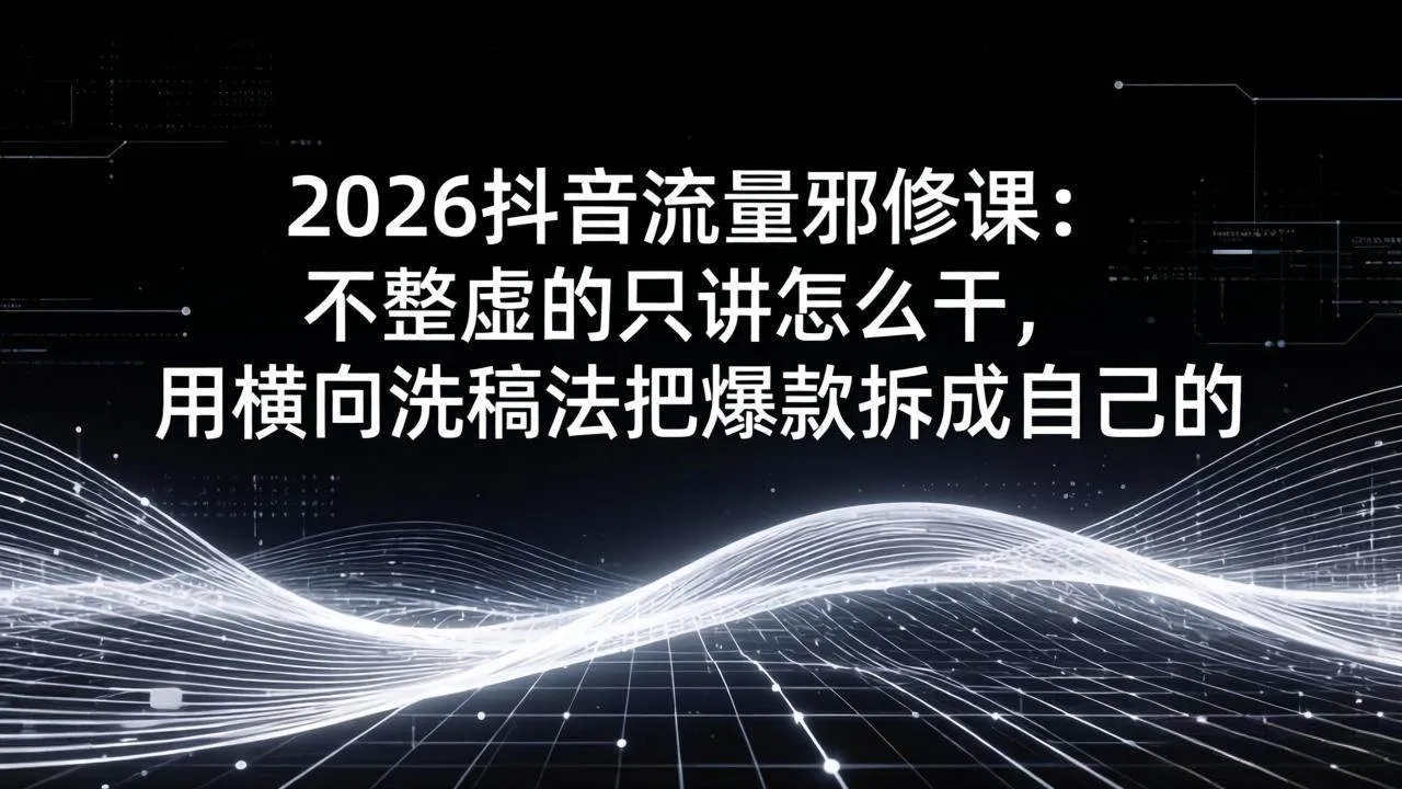 （17725期）2026抖音流量邪修课：不整虚的只讲怎么干，用横向洗稿法把爆款拆成自己的_摸鱼资源网