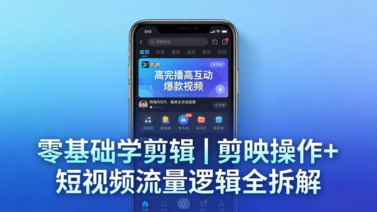 （18117期） 【零基础学剪辑】剪映操作+短视频流量逻辑全拆解｜手把手教你剪出高完播高互动爆款视频_摸鱼资源网