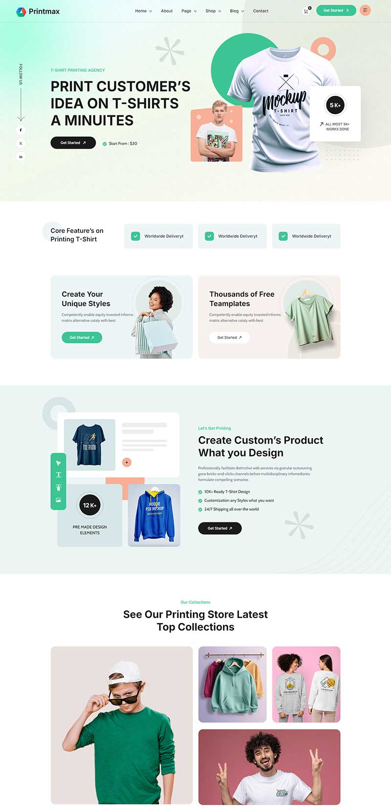 SEO优化绿色响应式T恤品牌官网模板 – 自适应设计助力高效推广_摸鱼资源网