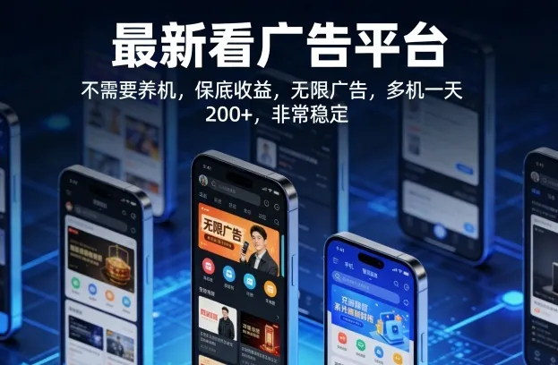 最新看广告平台，不需要养机，保底收益，无限广告，多机一天200+，非常稳定【揭秘】_摸鱼资源网
