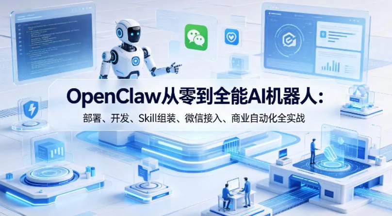 OpenClaw从零到全能AI机器人：部署、开发、Skill组装、微信接入、商业自动化全实战_摸鱼资源网