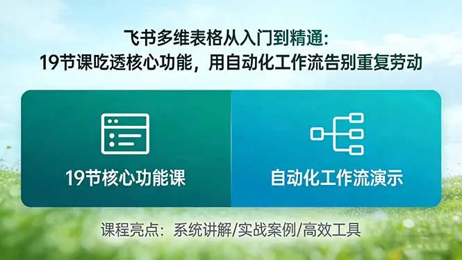 飞书多维表格从入门到精通：19节课吃透核心功能，用自动化工作流告别重复劳动_摸鱼资源网