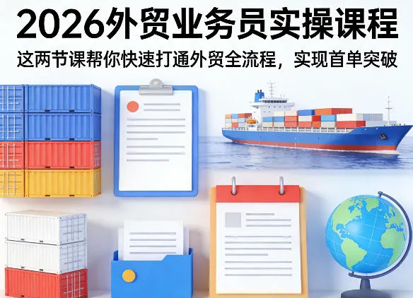 2026外贸业务员实操课程，这两节课帮你快速打通外贸全流程，实现首单突破_摸鱼资源网