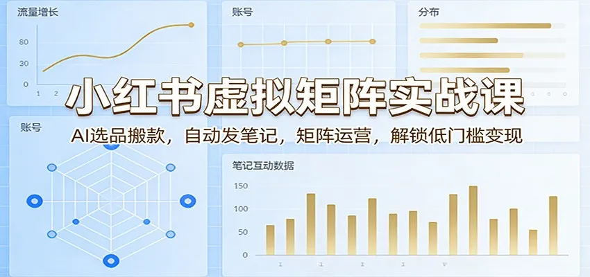 小红书虚拟矩阵实战课：AI选品搬款，自动发笔记，矩阵运营，解锁低门槛变现_摸鱼资源网