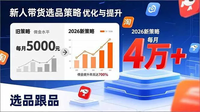 （17480期）新人带货别瞎选品！这套2026全新选品跟品策略，让我的佣金从0做到每月4万+_摸鱼资源网