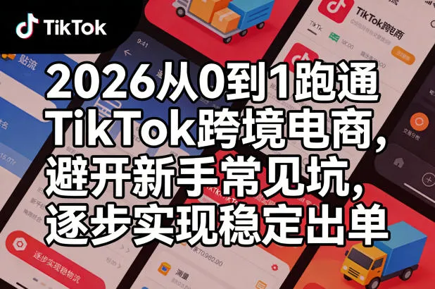 2026从0到1跑通TikTok跨境电商，避开新手常见坑，逐步实现稳定出单_摸鱼资源网