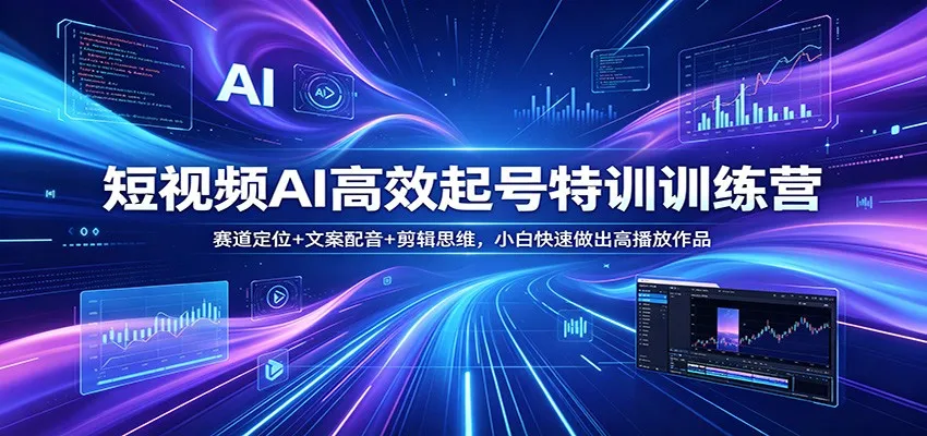 短视频AI高效起号特训训练营：赛道定位+文案配音+剪辑思维，小白快速做出高播放作品_摸鱼资源网