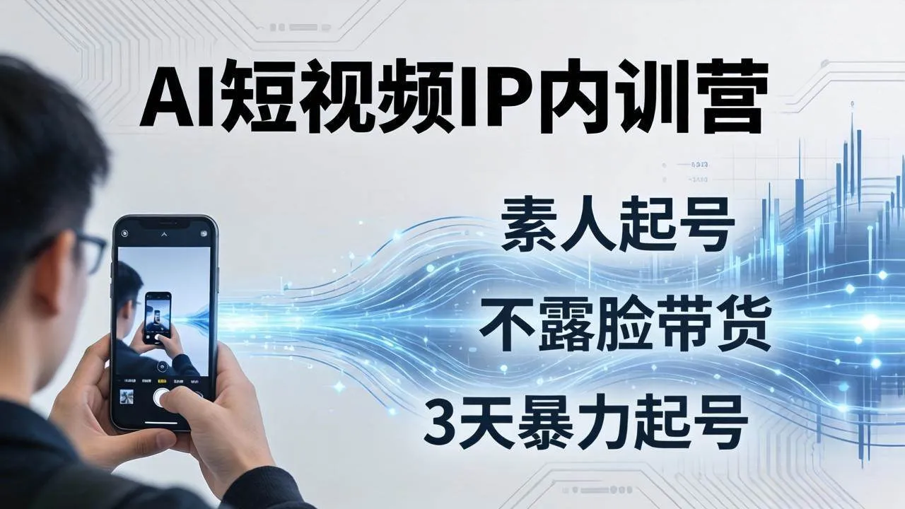 （17852期）2026AI短视频IP内训营：从素人起号到不露脸带货，3天暴力起号全流程拆解_摸鱼资源网