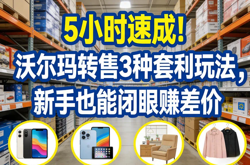 5小时速成！沃尔玛转售3种套利玩法，新手也能闭眼賺差价_摸鱼资源网