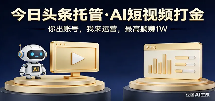 头条号AI托管，我提供作品，你提供账号，每天5分钟发布，小白躺赚3000+_摸鱼资源网