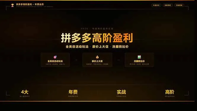 （17848期）拼多多高阶盈利年费会员(更新3月31)：全类目活动玩法、原价上大促、洗图防比价等核心盈利技术_摸鱼资源网