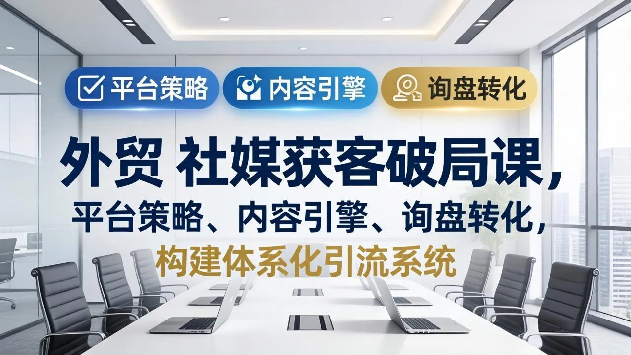 外贸 社媒获客破局课，平台策略、内容引擎、询盘转化，构建体系化引流系统(更新26年3月_摸鱼资源网