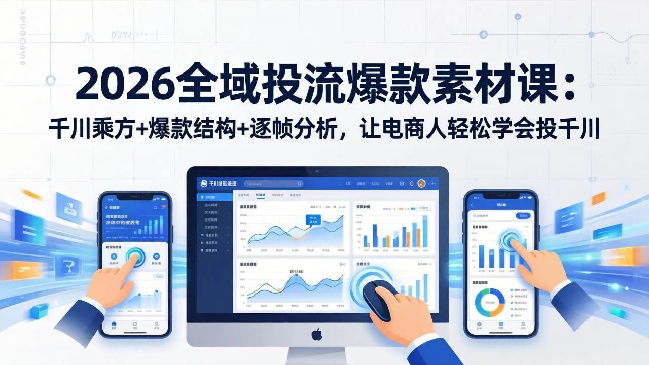 （17705期）2026全域投流爆款素材课：千川乘方+爆款结构+逐帧分析，让电商人轻松学会投千川_摸鱼资源网