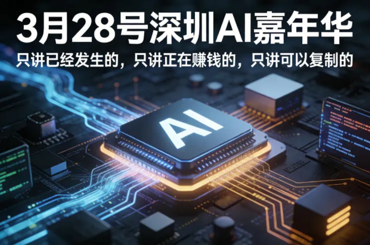 3月28号深圳AI嘉年华，只讲已经发生的，只讲正在賺钱的，只讲可以复制的_摸鱼资源网