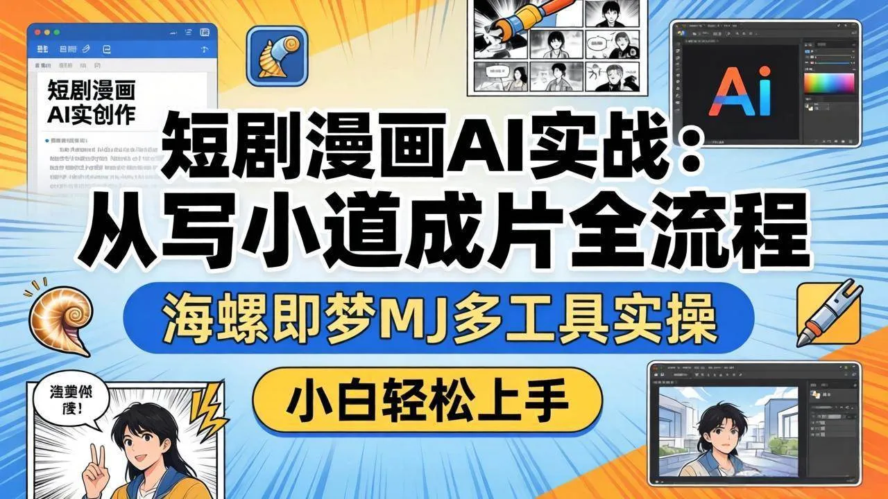 （17945期）短剧漫画AI实战：从写小说到成片全流程，海螺即梦MJ多工具实操，小白轻松上手_摸鱼资源网