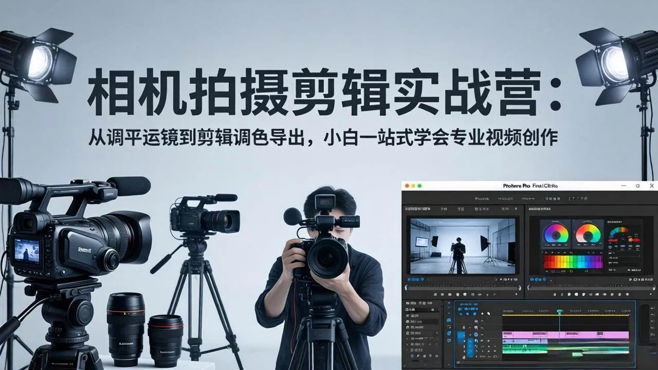 （18002期）相机拍摄剪辑实战营：从调平运镜到剪辑调色导出，小白一站式学会专业视频创作_摸鱼资源网