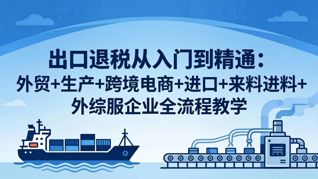 出口退税从入门到精通：外贸+生产+跨境电商+进口+来料进料+外综服企业全流程教学_摸鱼资源网