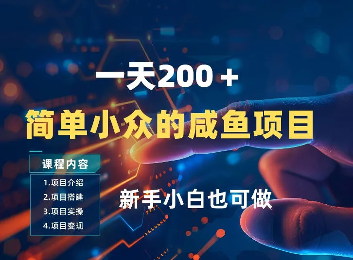 一天收入2张，一个简单小众的咸鱼项目，0门槛小白也能做_摸鱼资源网