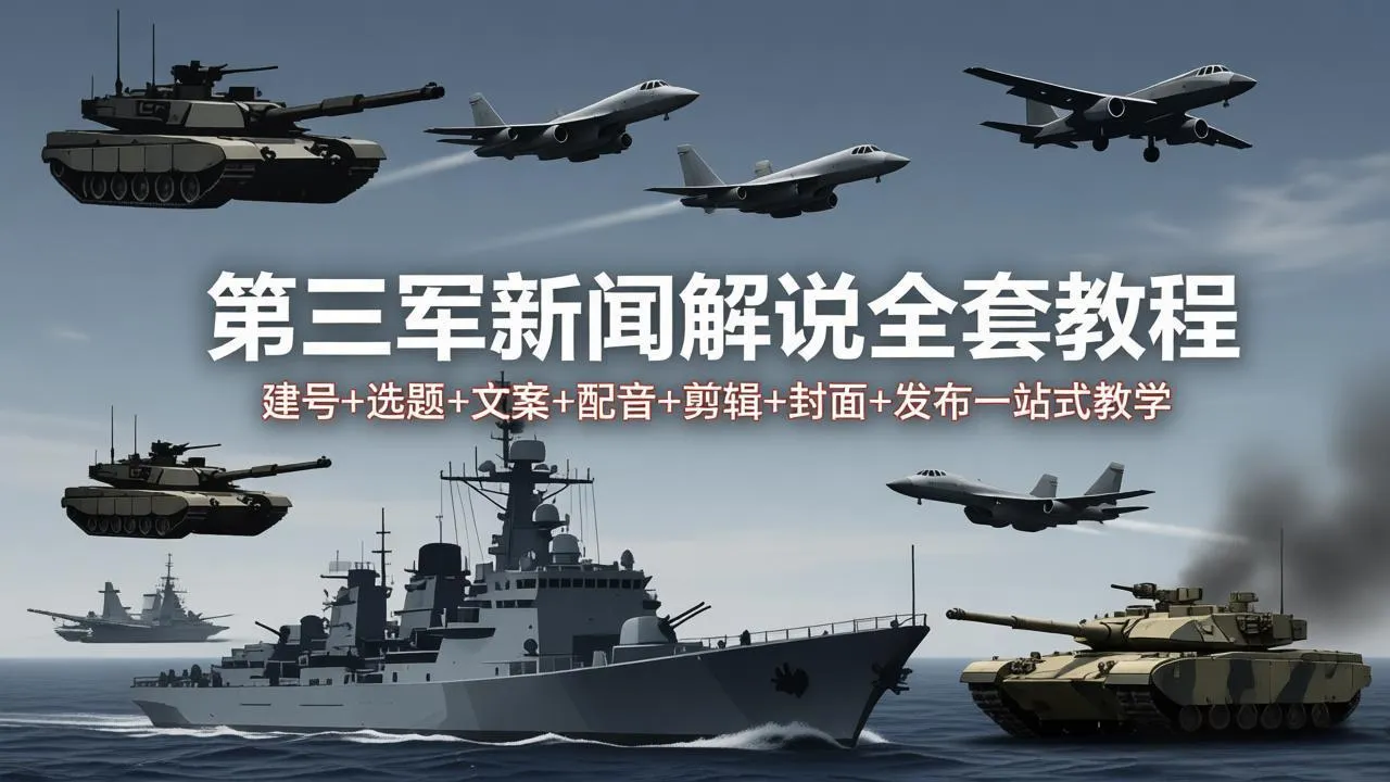 第三军迷新闻解说全套教程：建号+选题+文案+配音+剪辑+封面+发布一站式教学_摸鱼资源网