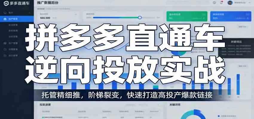 拼多多直通车逆向投放实战：托管精细推，阶梯裂变，快速打造高投产爆款链接_摸鱼资源网