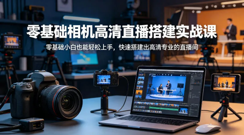 零基础相机高清直播间搭建实战课，小白也能轻松上手，快速搭建出高清专业的直播间_摸鱼资源网